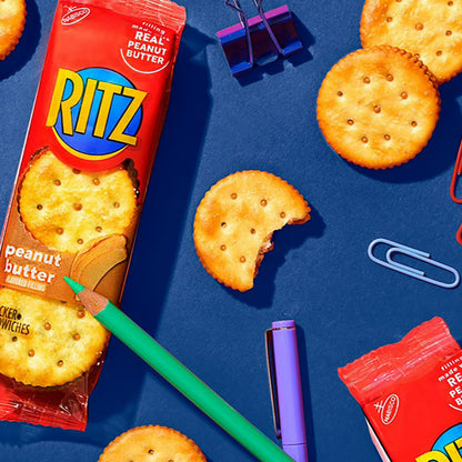 RITZ Peanut Butter Sandwich Crackers, Lunch Snacks, 20 Snack Packs (6 Crackers Per Pack)