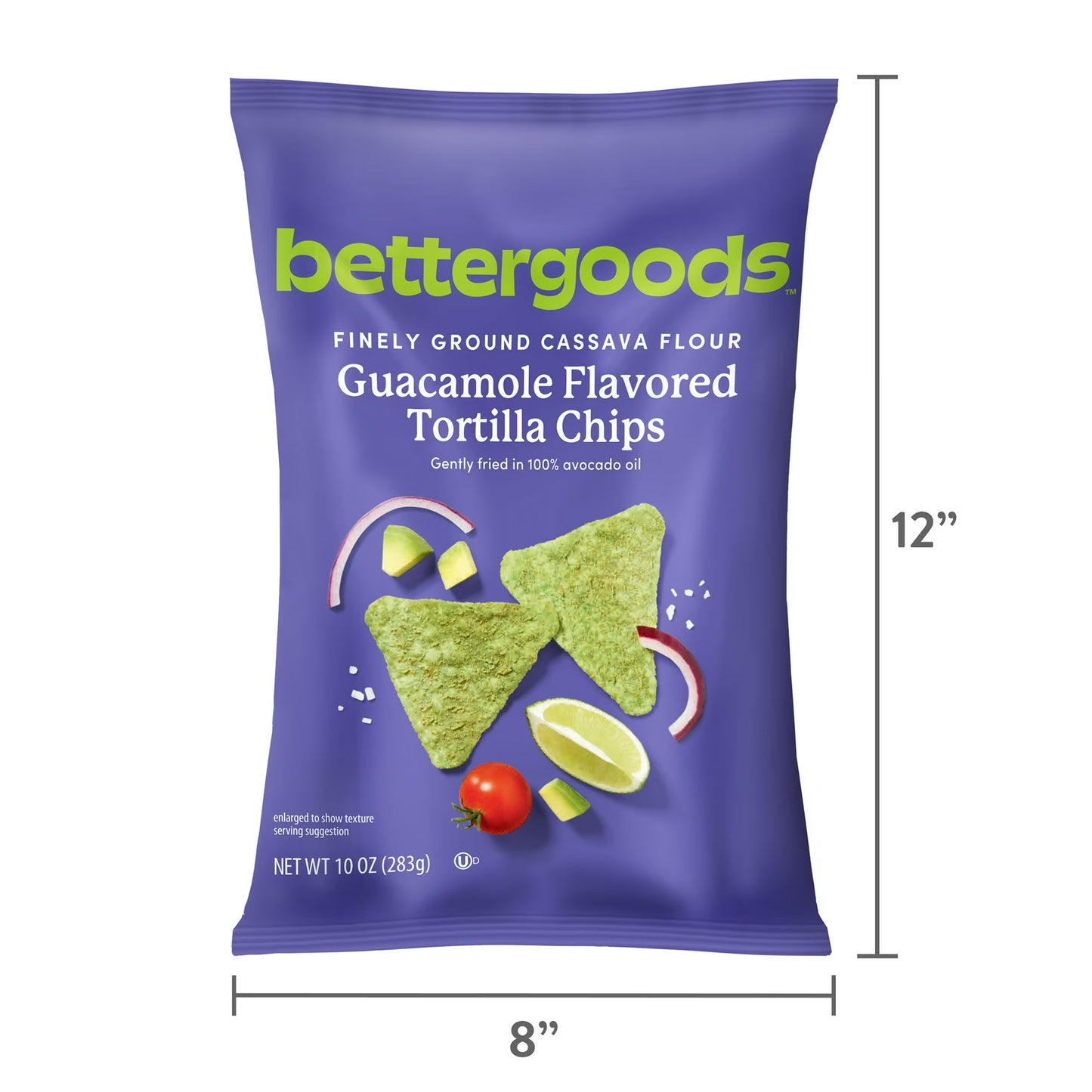 bettergoods Finely Ground Cassava Flour Guacamole Flavored Tortilla Chips, 10 oz