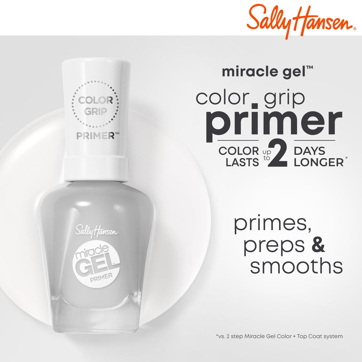 Sally Hansen Miracle Gel Color Grip Primer, Chip Resistant, Long-Lasting Base Polish, 0.5 fl oz