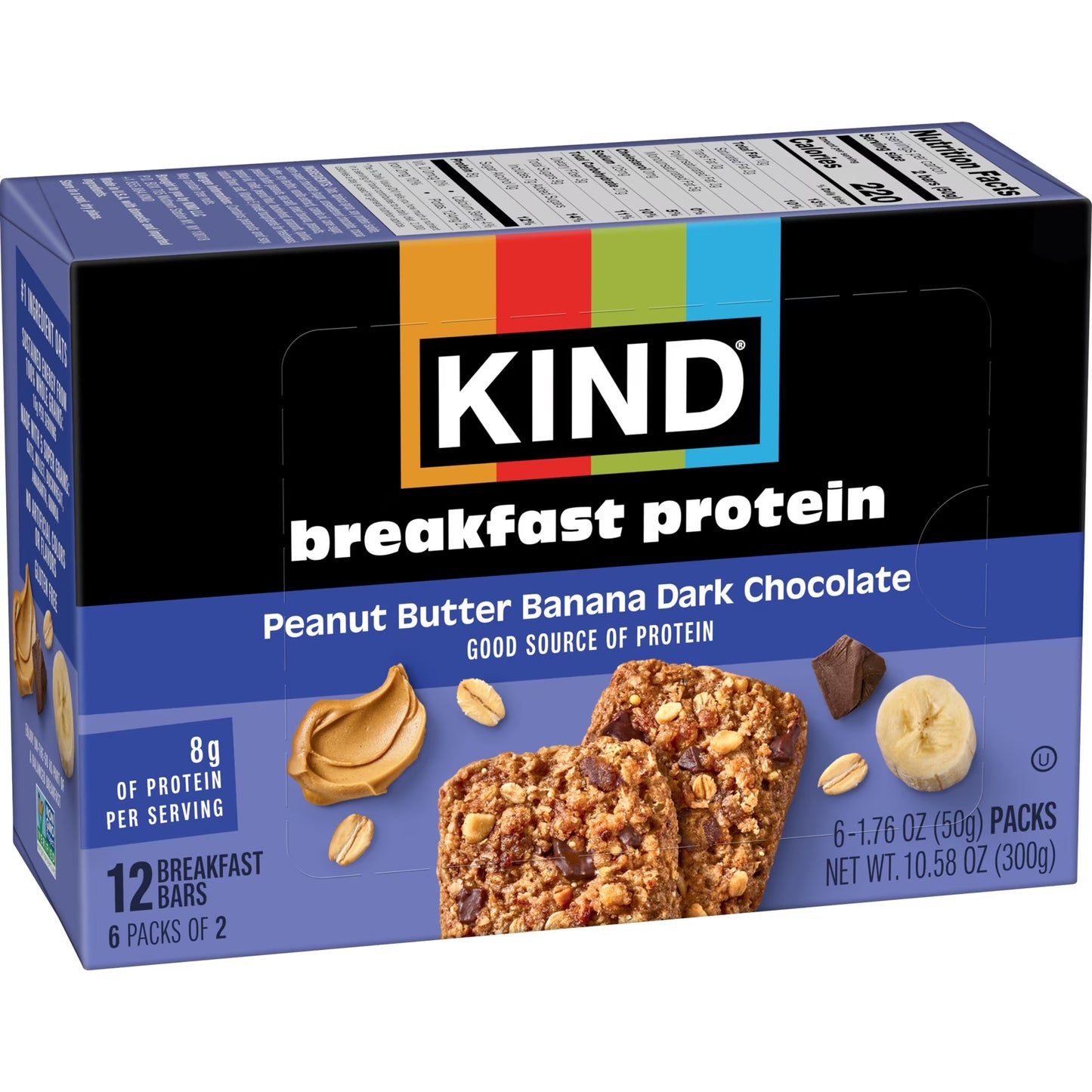 KIND Breakfast Peanut Butter Banana Dark Chocolate Gluten Free Protein Snack Bars, 1.76 oz, 6 Count One box