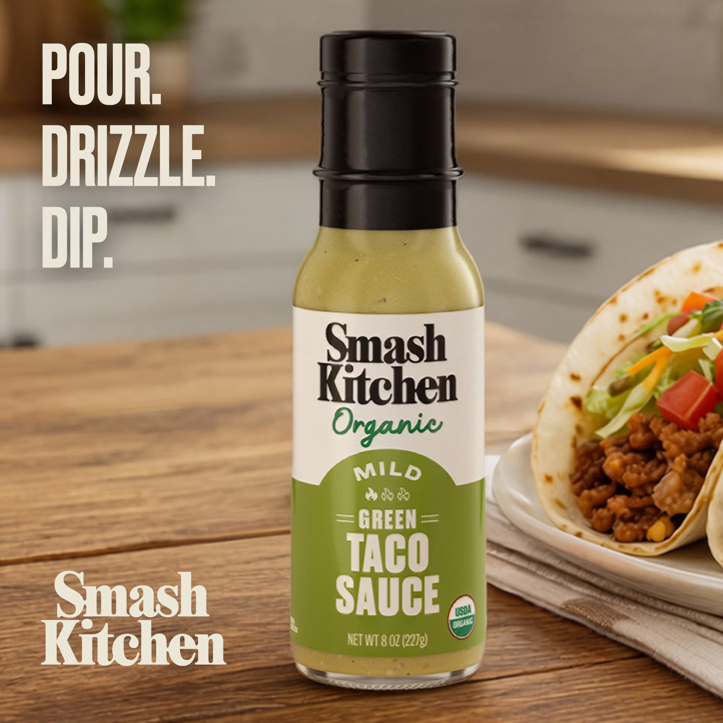 Smash Kitchen Organic Mild Green Taco Sauce, 8 oz
