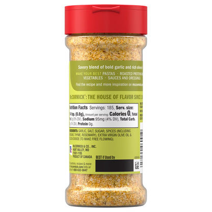 McCormick Garlic and Olive Oil Seasoning Blend, 5.25 oz Bottle