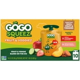 GoGo squeeZ Fruit & VeggieZ No Sugar Added Applesauce Variety Pouches, 3.2 oz (10 Pack)