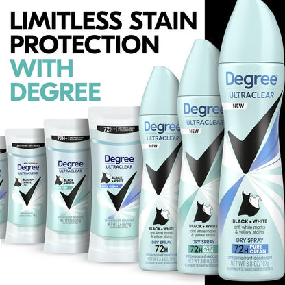 Degree Ultra Clear Long Lasting Antiperspirant Deodorant Dry Spray, Pure Clean, 3.8 oz