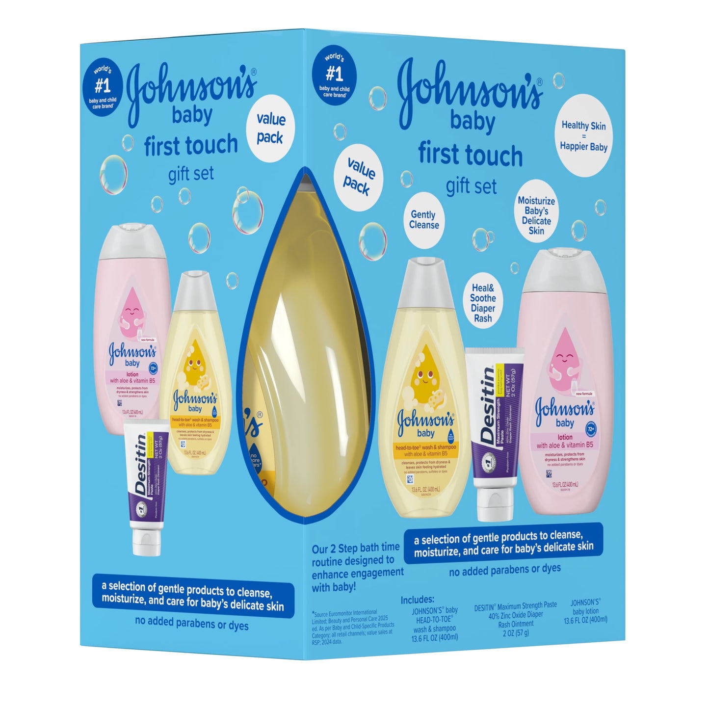 Johnson's Baby First Touch Gift Set, Baby Bath & Skin Products, 3 Items
