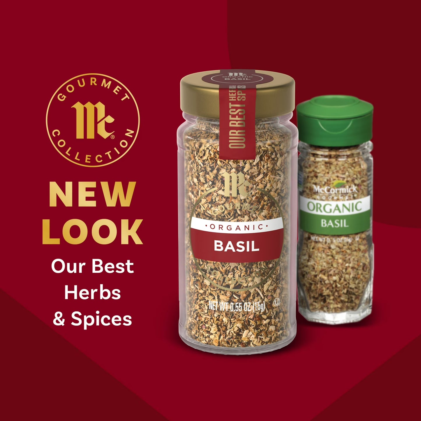 McCormick Gourmet Organic Basil Leaves, 0.55 oz Bottle