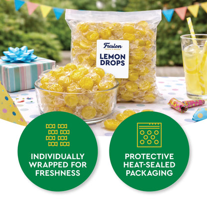 Lemon Drops Hard Candy Old Fashioned – 1 Pound Bulk Bag, Individually Wrapped Classic Lemon Candy, Tart Citrus Flavor, Traditional Yellow Hard Sweets
