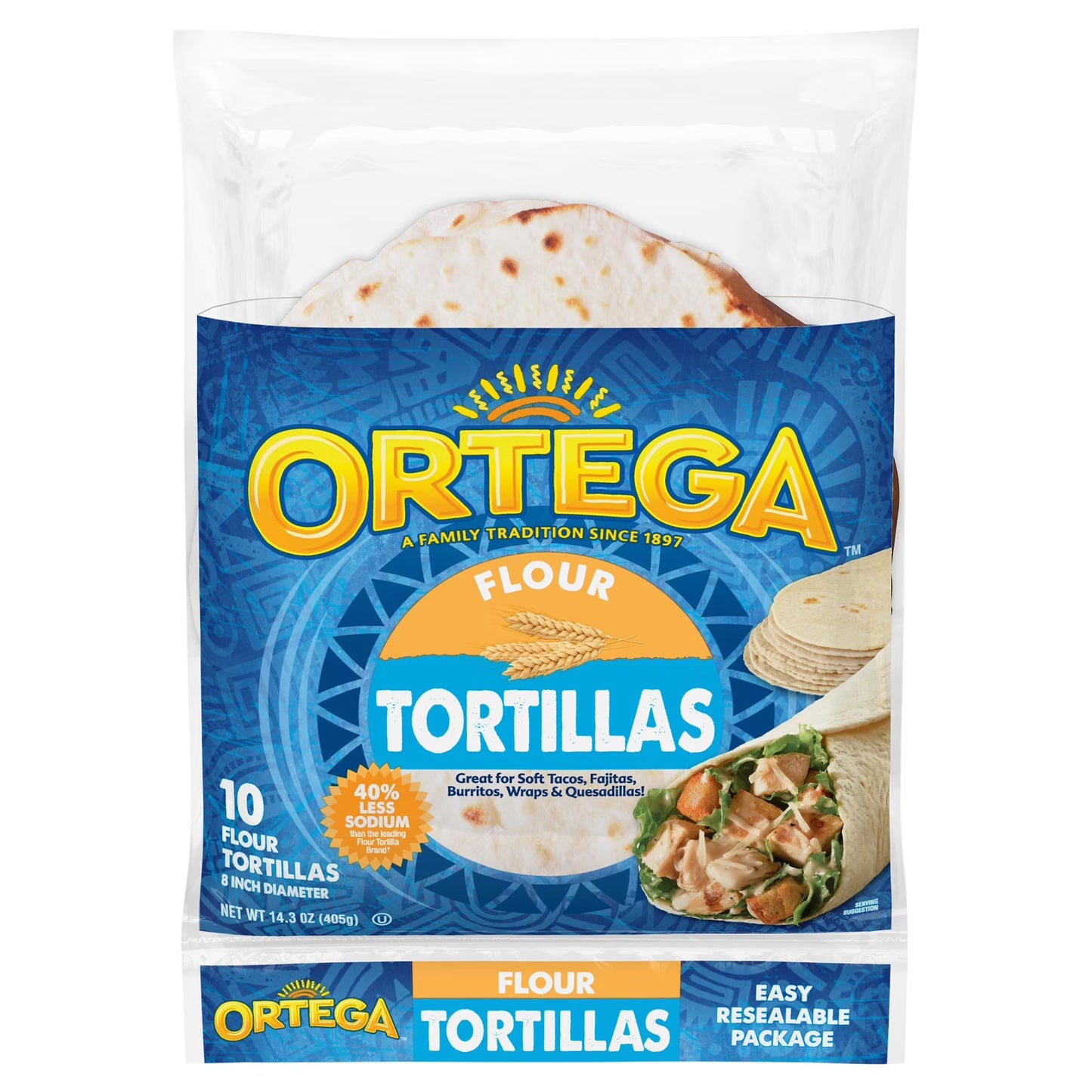 (3 pack) Ortega Flour Tortillas, Kosher, 10 Count, 14.3 oz