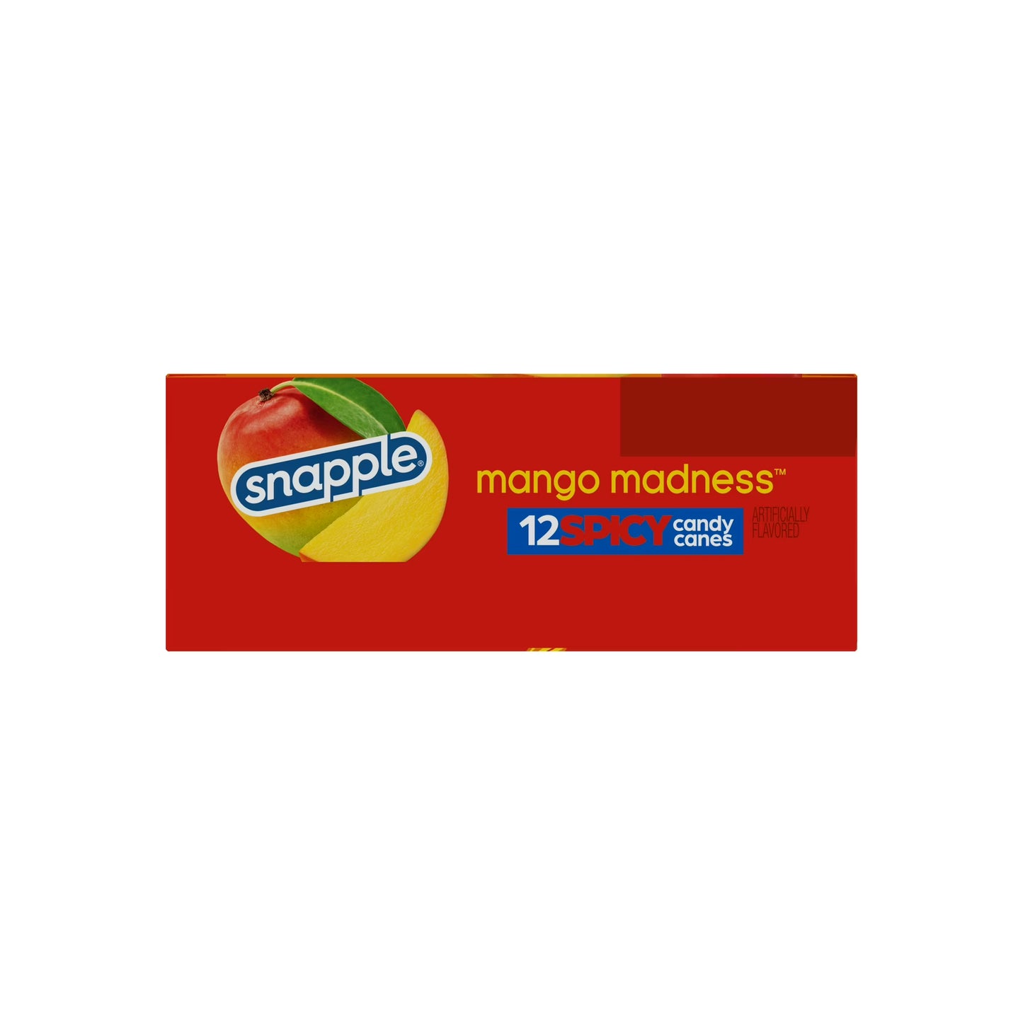 Spicy Mango Snapple Christmas Holiday Candy Canes Stocking Stuffers Individually Wrapped Treats, 12 Count