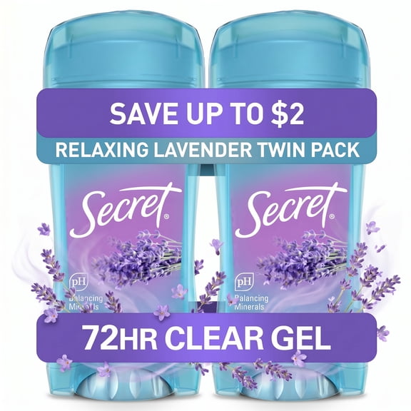 Secret Fresh Antiperspirant Deodorant, Clear Gel, Lavender, 2.6 oz, Twin Pack
