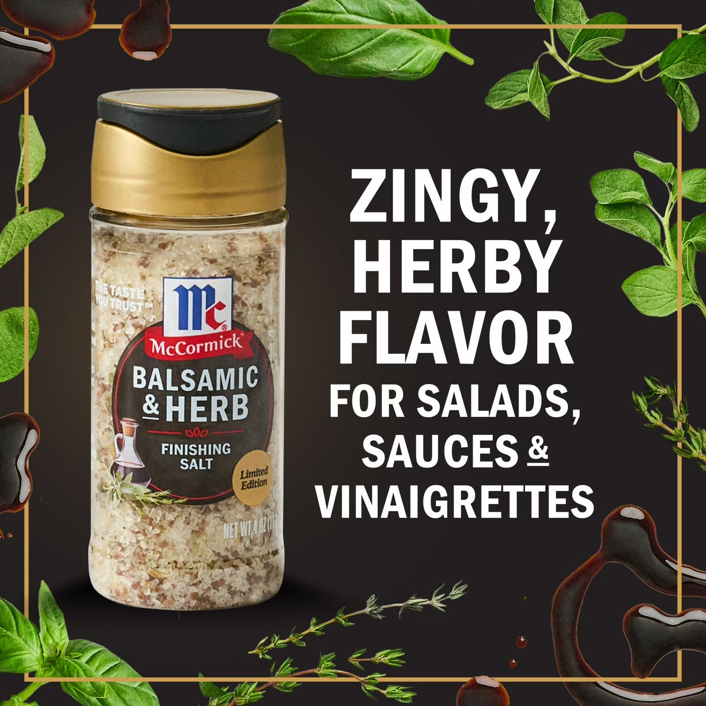 McCormick Balsamic & Herb Finishing Salt, 4.0 oz Bottle