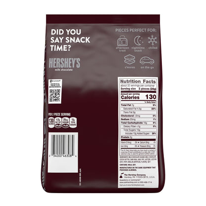 Hershey's Milk Chocolate Snack Size Candy Party Pack, 29.7 oz
