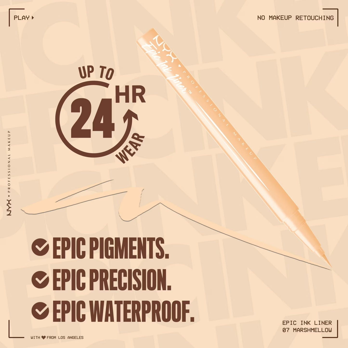 NYX Professional Makeup Epic Ink Liquid Eyeliner, Waterproof, Vegan Formula, Marshmallow, 0.16 oz