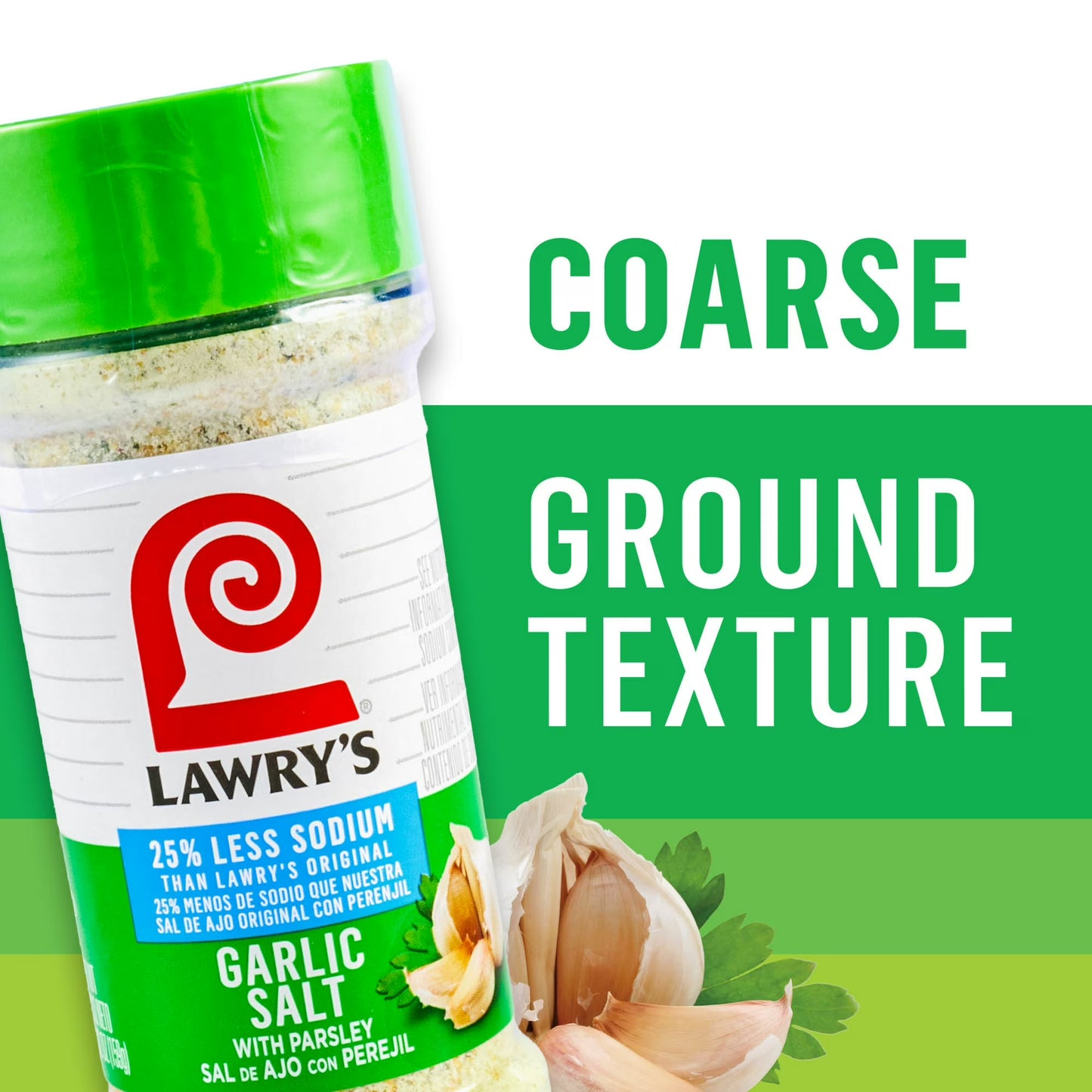 Lawry's Kosher 25% Less Sodium Garlic Salt With Parsley, 5.62 oz Bottle