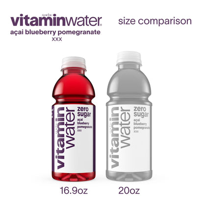 vitaminwater XXX Zero Sugar Acai-Blueberry-Pomegranate Water Beverage Bottles, 16.9 fl oz, 6 Pack
