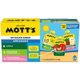 Mott’s No Sugar Added Vacation Vibes Applesauce Variety Pack, 3.2 oz, 12 Count Clear Pouches