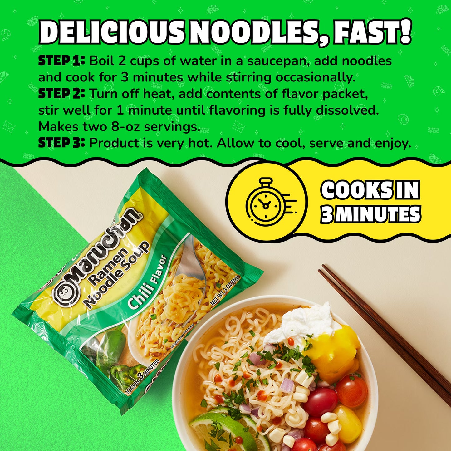 Maruchan Ramen Noodle Soup, Chili Flavor Instant Noodles, 3 oz