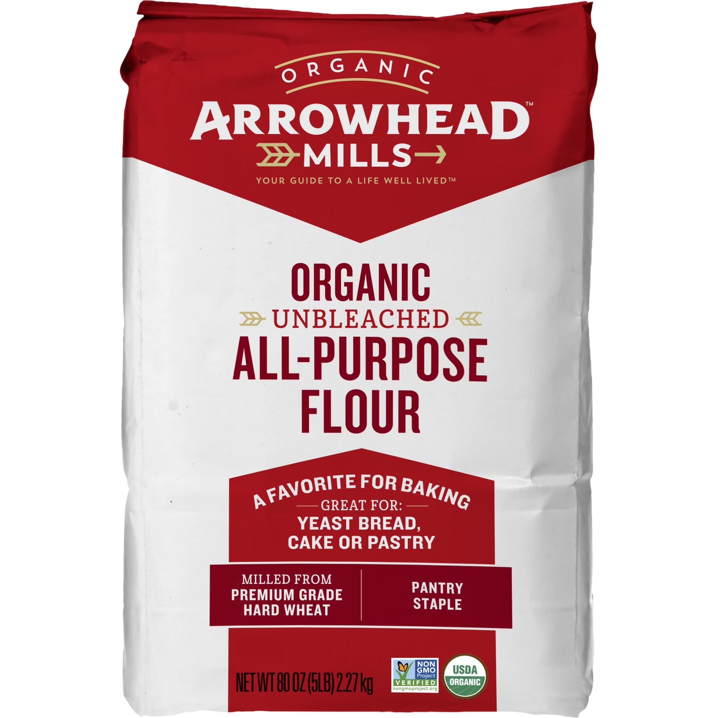 (3 pack) Arrowhead Mills Unbleached Organic All Purpose Flour, 5 lb Bag