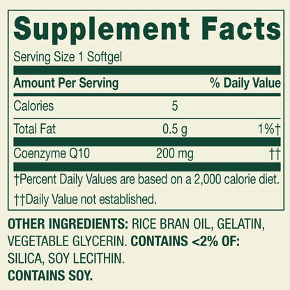 Spring Valley Rapid-Release CoQ10 Dietary Supplement Softgels for Heart Health, 200 mg, 60 Count