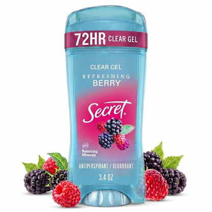 Secret Fresh Antiperspirant Deodorant Clear Gel, Berry, 3.4 oz