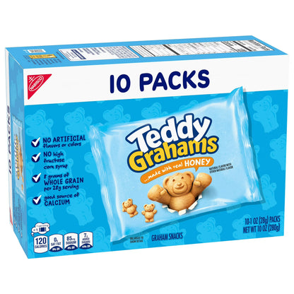 TEDDY GRAHAMS Honey Graham Snacks, 10 Kids Snack Packs