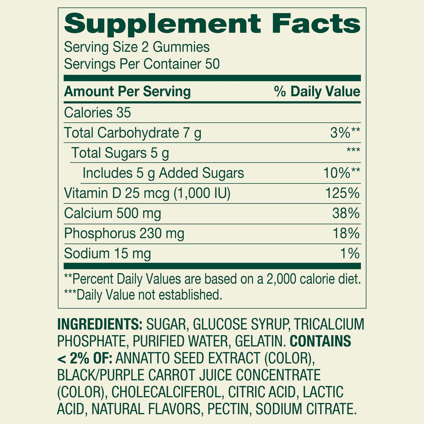 Spring Valley Calcium 500 mg Plus Vitamin D 25 mcg Gummies, 100 Count, Bone Health Dietary Supplement