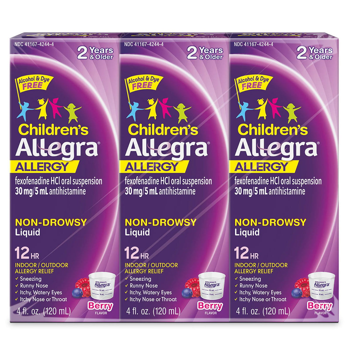 Allegra Children's 12-Hour Berry Flavor Allergy Relief Liquid, 4 fl. oz., 3 pk