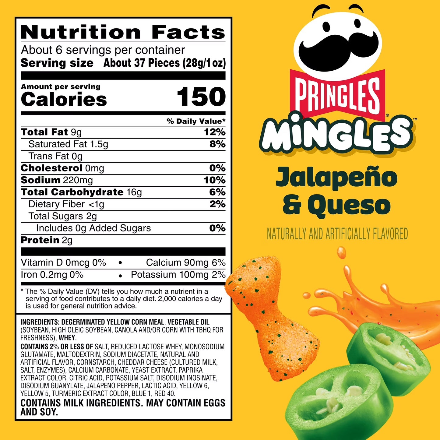 Pringles Mingles Jalapeno and Queso Puffed Snacks, Salty Snacks, 5.5 oz