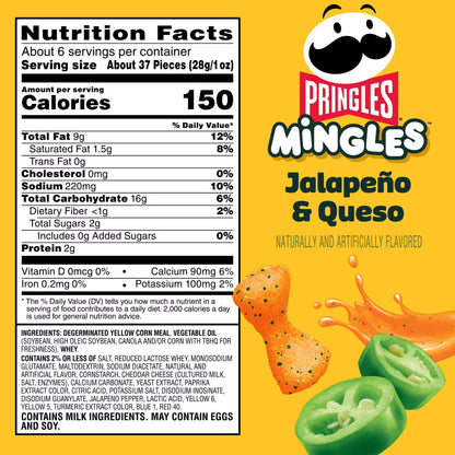 Pringles Mingles Jalapeno and Queso Puffed Snacks, Salty Snacks, 5.5 oz