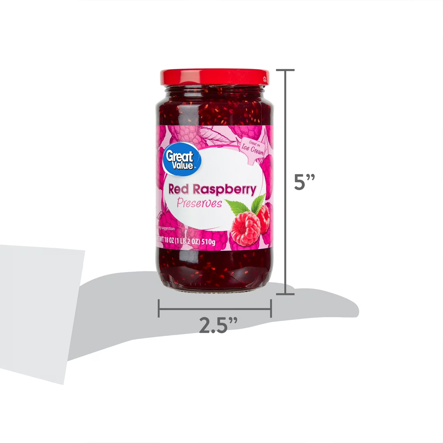 (4 pack) Great Value Red Raspberry Preserves, 18 oz