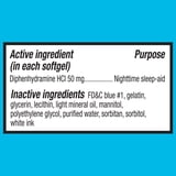 Equate Maximum Strength Nighttime Sleep-Aid Diphenhydramine HCl Sleep Support Softgels, 50 mg, 100 Count, Compare to Unisom SleepGels Active Ingredient