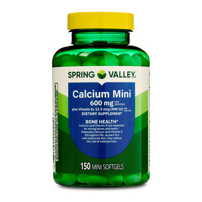 (2 pack) Spring Valley Calcium Plus Vitamin D3, Dietary Supplement, 150 Mini Softgels