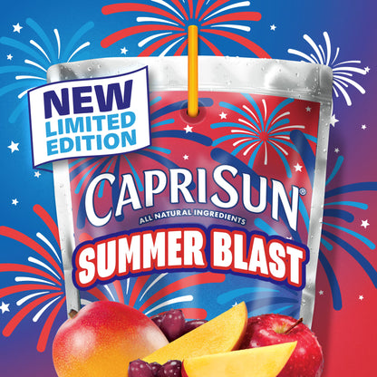 Capri Sun Summer Blast Passion Fruit Mango flavored Juice Drink Blend, from concentrate with other natural flavor, 10 Count Box, 6 fl oz Pouches