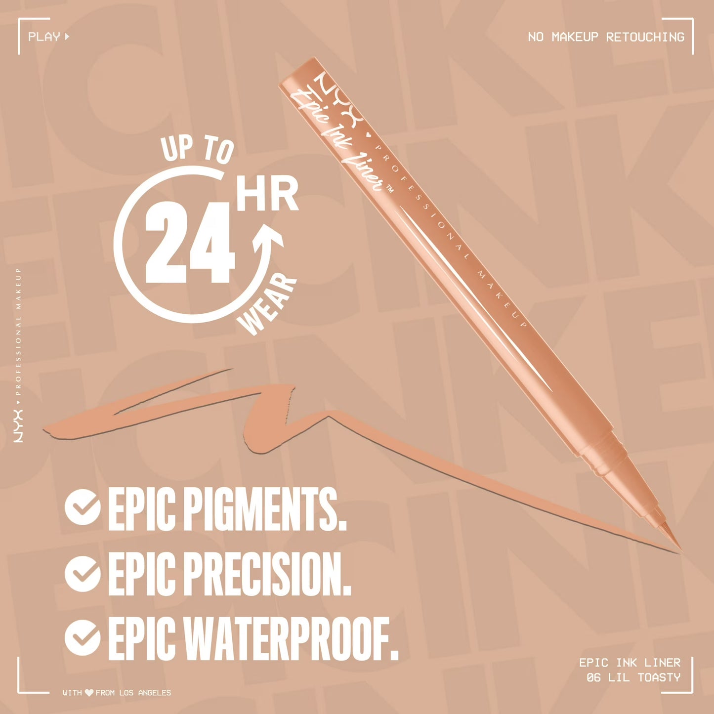 NYX Professional Makeup Epic Ink Liner, Waterproof Liquid Eyeliner Pen - Lil Toasty, Lil Toasty, 0.03 fl oz