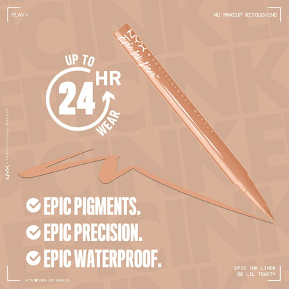 NYX Professional Makeup Epic Ink Liner, Waterproof Liquid Eyeliner Pen - Lil Toasty, Lil Toasty, 0.03 fl oz