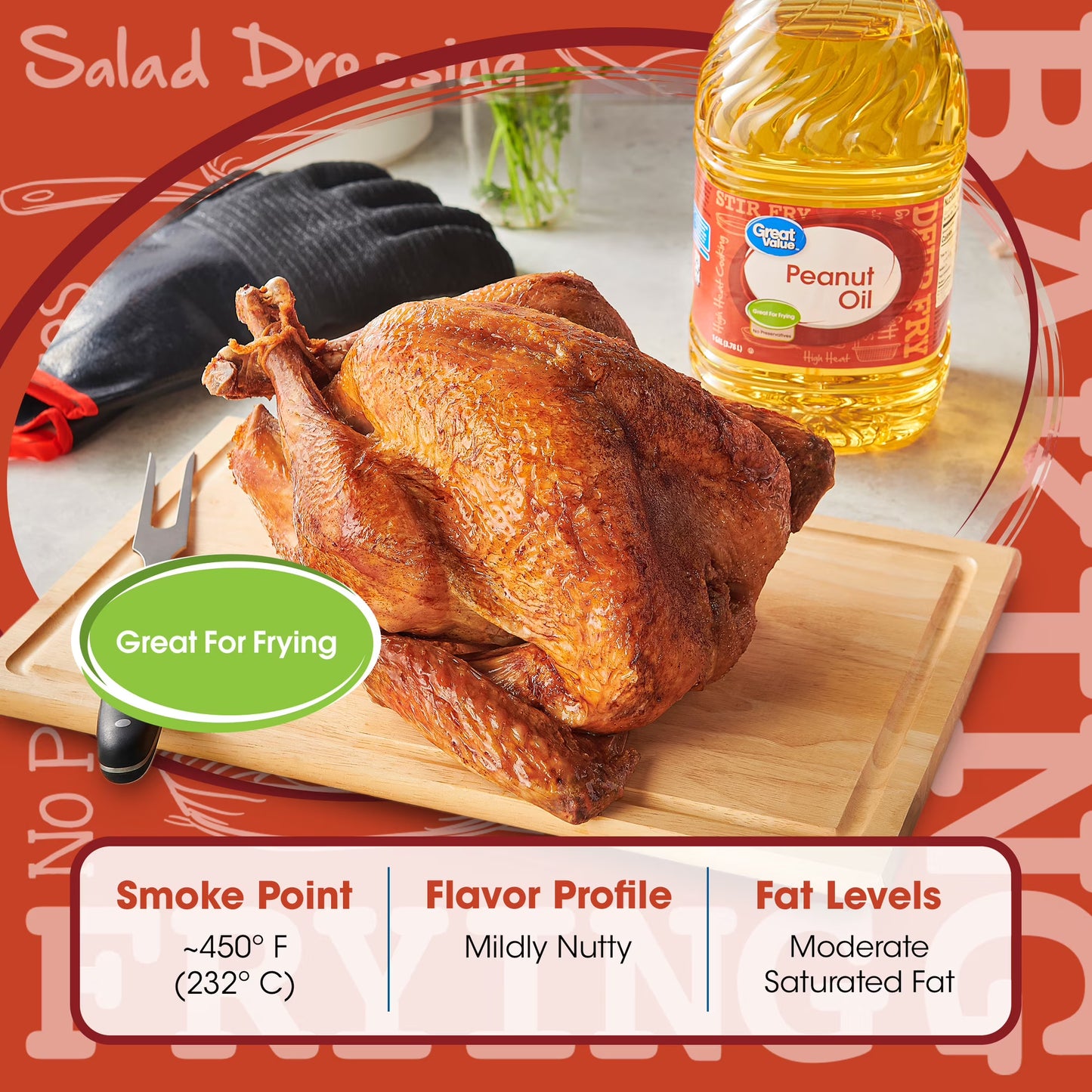 Great Value Peanut Oil, Heart Healthy and Versatile, 1 Gallon Bottle