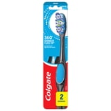 Colgate 360 Floss-Tip Toothbrush Pack, Medium Adult Toothbrushes, 2 Pack