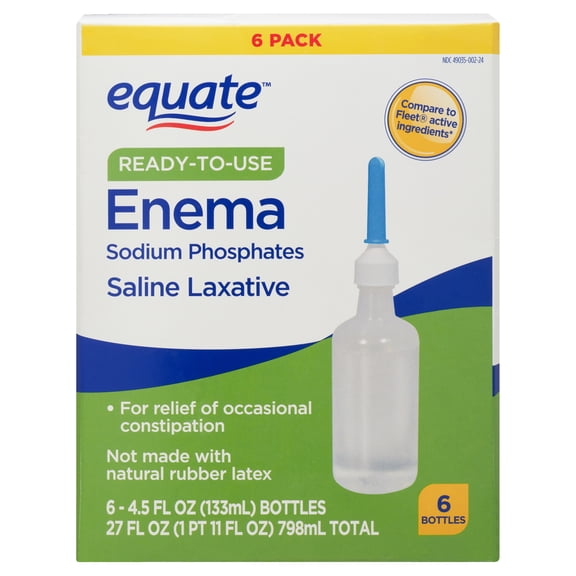 (2 pack) Equate Enema Sodium Phosphates Saline Laxative, 4.5 fl. oz., 6 Count