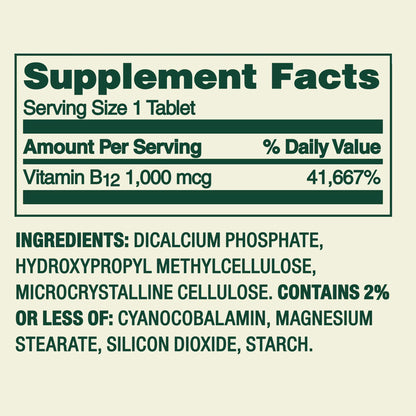 (2 pack) Spring Valley Vitamin B12 Supplement Timed-Release Tablets for Metabolism Support, 1000 mcg, 60 Count