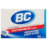 BC Pain Relief Powder, Original Strength Headache Relief with Aspirin & Caffeine, 50 Count