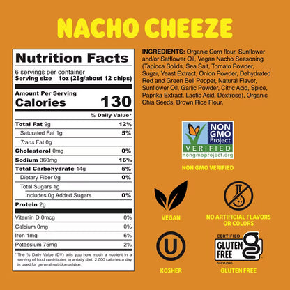 Good Eat'n Nacho Cheeze Tortilla Chips, Non-GMO Corn Snack, Gluten-Free, Vegan, 6oz