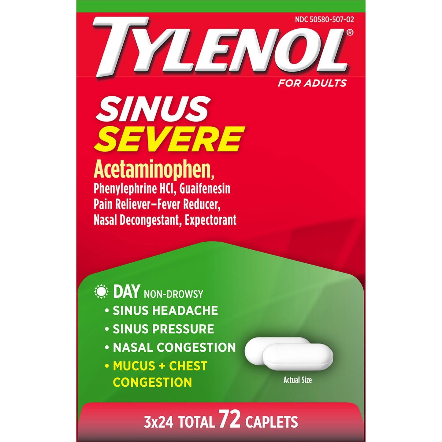 Tylenol Sinus Severe Daytime Caplets, 24 ct., 3pk.