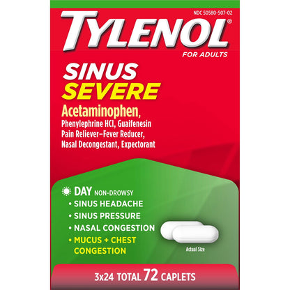 Tylenol Sinus Severe Daytime Caplets, 24 ct., 3pk.