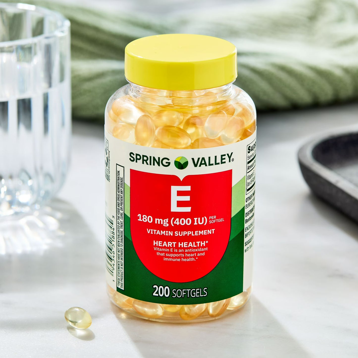 (3 pack) Spring Valley Vitamin E 180 mg Softgels for Heart Health, 200 Count