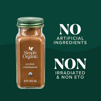 (6 pack) Simply Organic Ceylon Cinnamon Ground Certified Organic 2.08 oz. Bottle