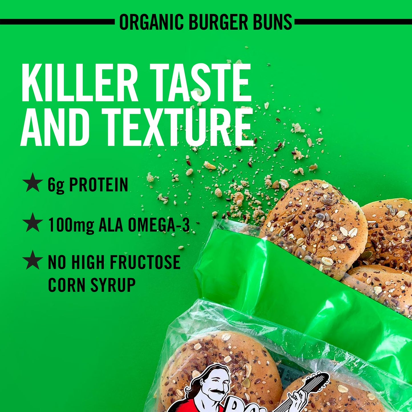 Dave's Killer Bread 21 Whole Grains and Seeds Organic Hamburger Buns, 8 Count, Shelf-Stable