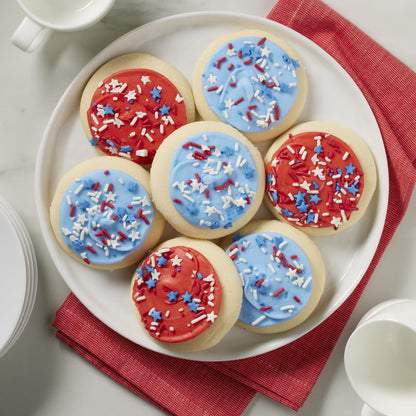 Freshness Guaranteed Blue and Red Frosted Sugar Cookies with Patriotic Sprinkles, 24.3 oz, 18 Count