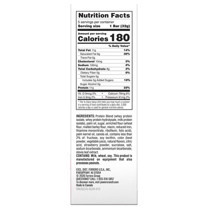 Power Crunch KIDS Strawberry Cream Bars 1.13oz, 5 Count Box