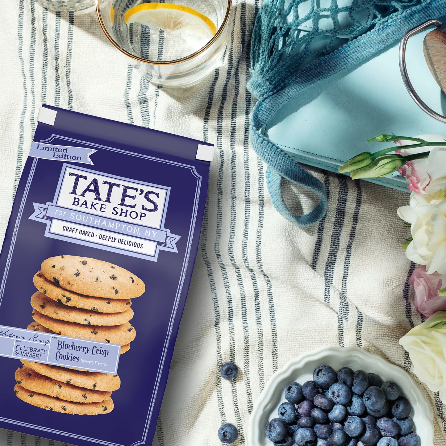 Tate's Bake Shop Blueberry Crisp Cookies, Limited Edition, 7 oz Bag