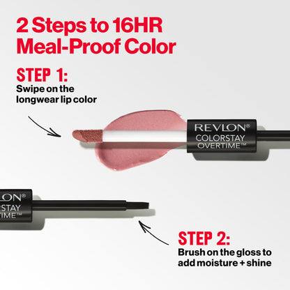 (3 pack) Revlon ColorStay Overtime Longwearing Gloss Lipstick with Vitamin E, 320 Faithful Fawn, 0.07 fl oz